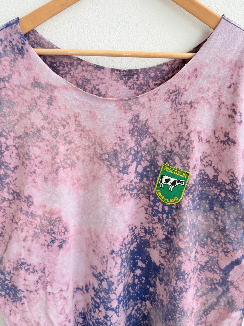 Custom "Wisconsin Dairyland" Patch Distressed Bleach Tee - Picture 5 of 12